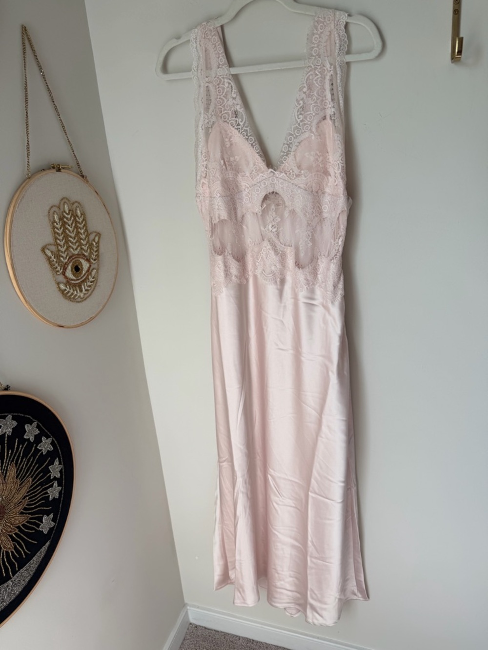Pink Lace trim Sleeveless Maxi Dress